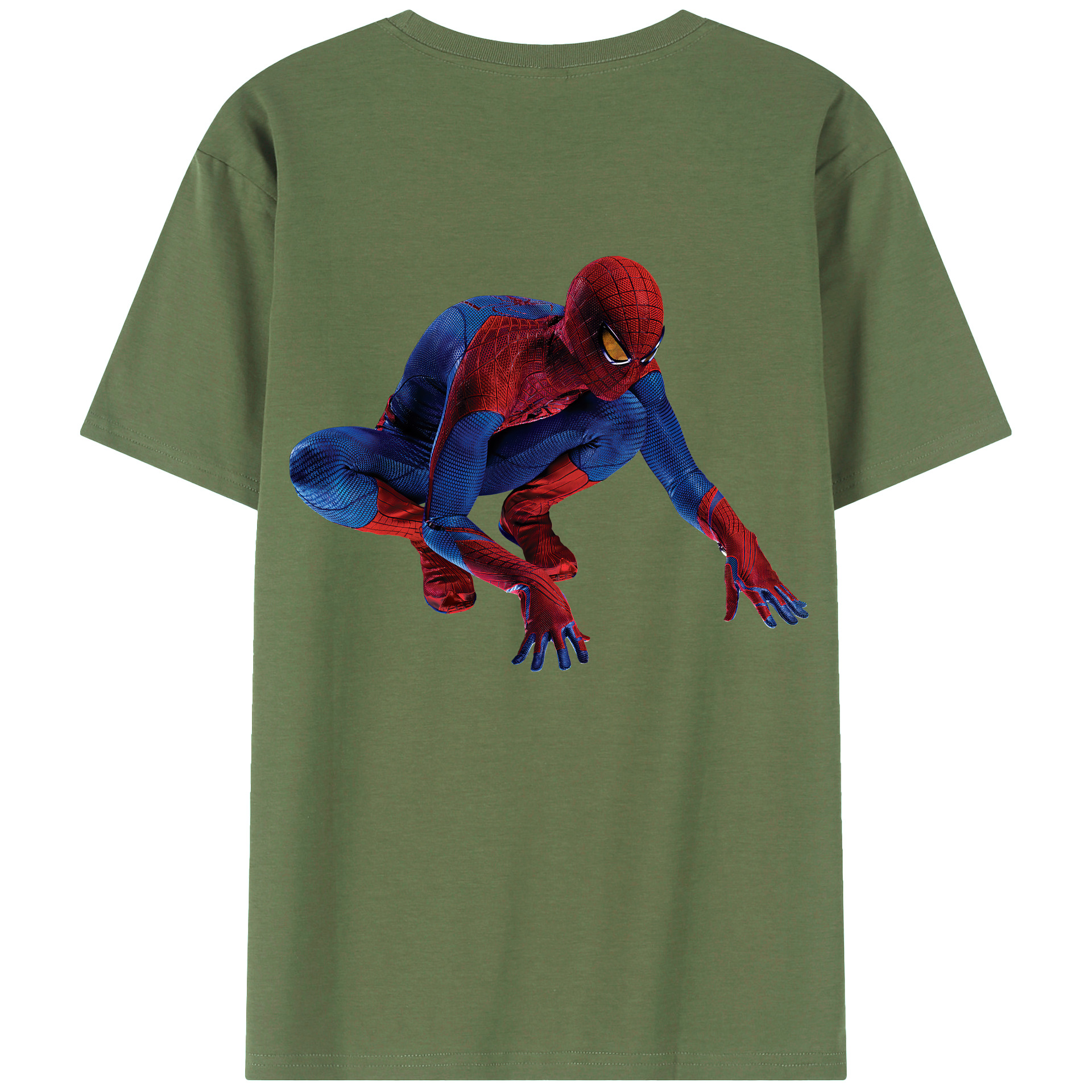 （画像用） Spider Man スパイダーマン 綿100％ メンズ半袖Tシャツ（バックプリント） 通気性